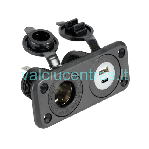 Įleidžiamas dvigubas USB lizdas ir cigaretės uždegėjas Įleidžiamas dvigubas USB lizdas ir cigaretės uždegėjas